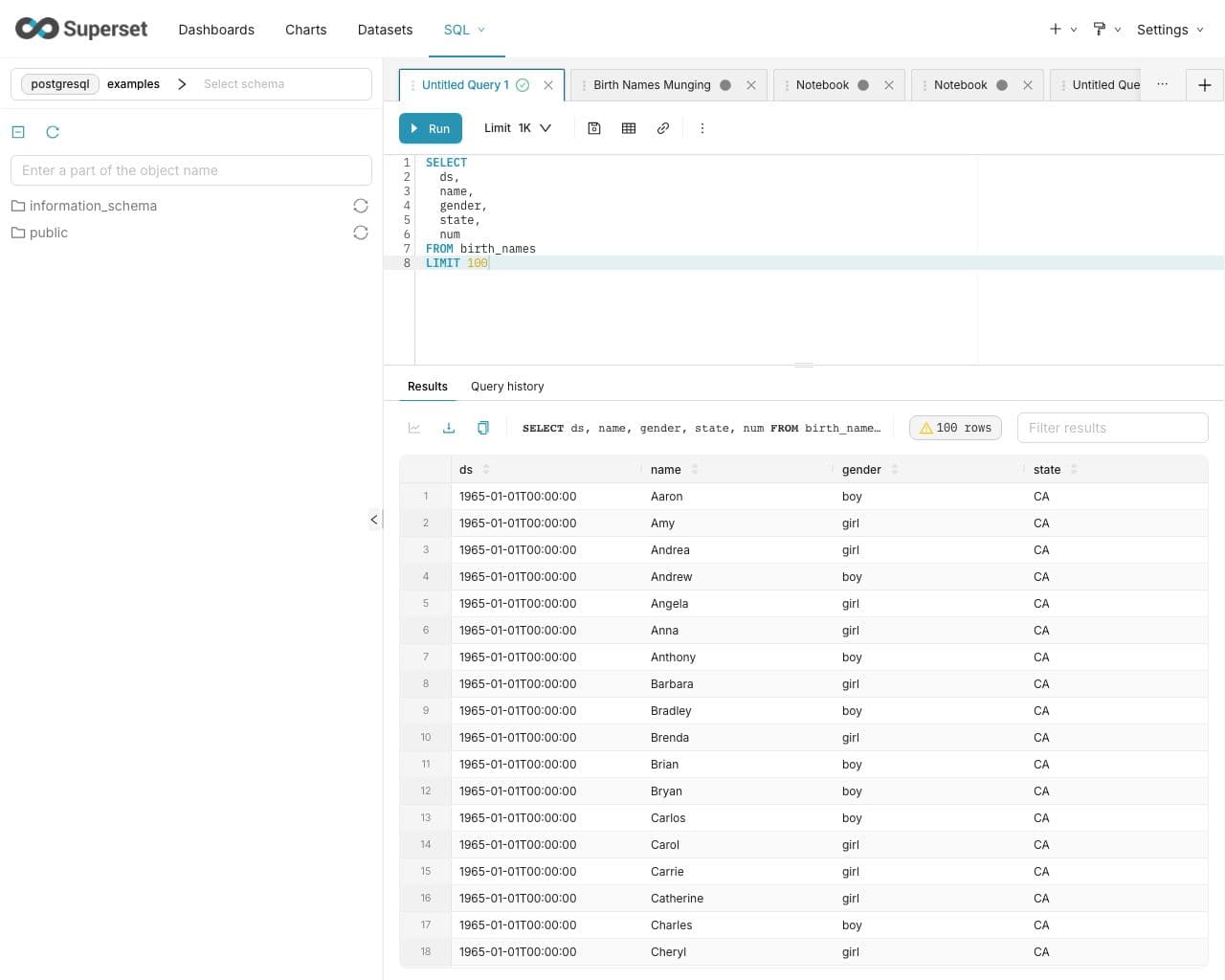 SQL editor with query results inside VantumIQP